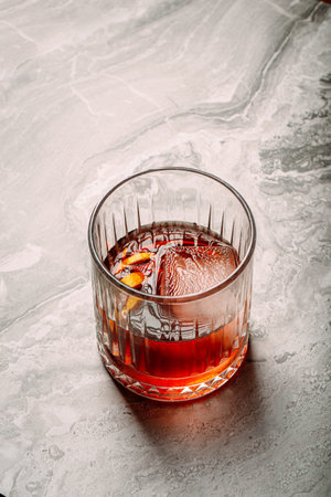 Closeup negroni cocktail in old fashion glassの写真素材