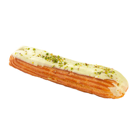Pistachio eclair isolated on white