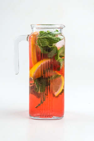 Isolated glass jug of red fruit lemonadeの写真素材