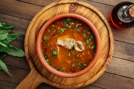 Georgian national kharcho soup with beef and rice