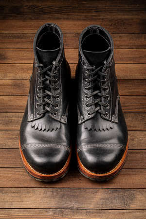 Hand crafted black leather high boots