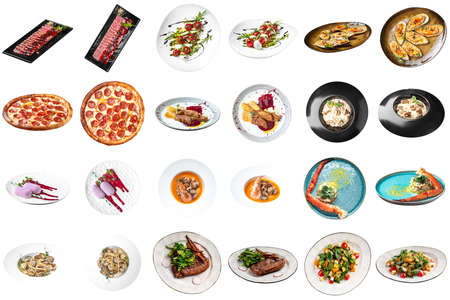 Isolated mediterranean cuisine dishes collageの写真素材