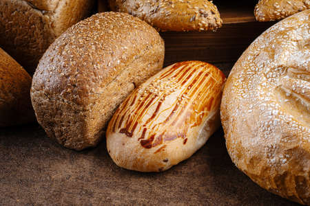 Closeup on assorted variety of bread