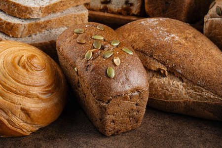 Closeup on assorted variety of bread