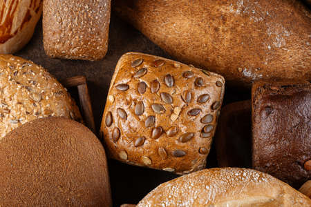 Closeup on assorted variety of breadの写真素材