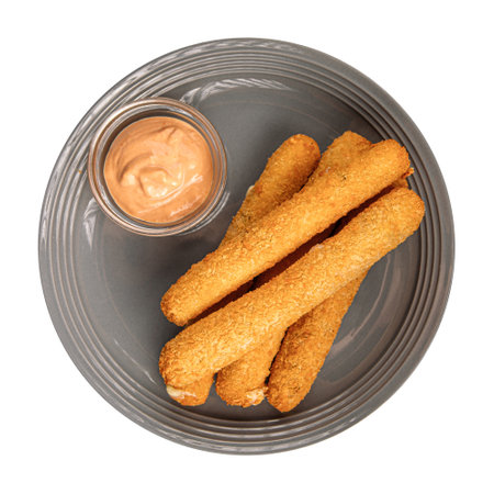 Isolated plate of fried cheese sticks appetizerの写真素材