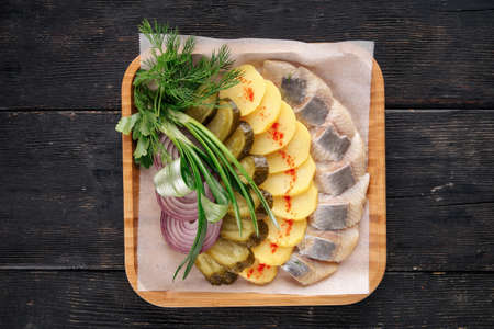 Set of herring appetizer platterの写真素材