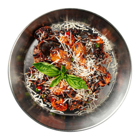 Isolated portion of wild rice risotto with seafoodの写真素材