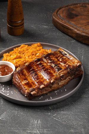 German patronentasche josper rack of pork ribsの写真素材