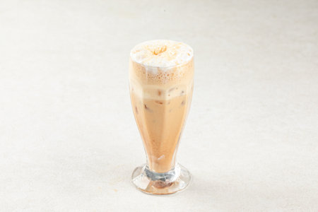 Glass of iced coffee shake with milkの写真素材