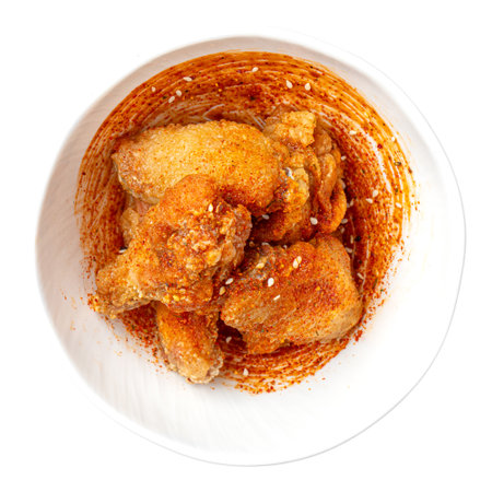 Isolated portion of fried chicken wingsの写真素材
