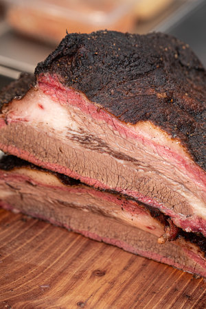 Freshly grilled brisket meat but in halfの写真素材