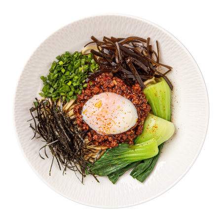 Portion of mazesoba dish with dry noodlesの写真素材