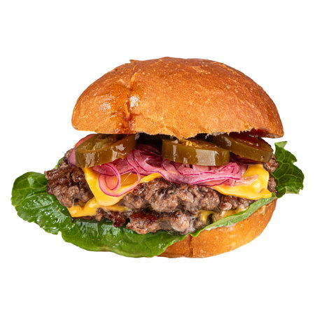 American spicy jalapeno hamburgerの写真素材