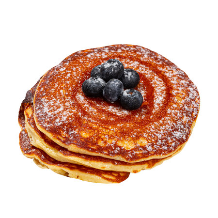 Portion of pancakes with blueberriesの写真素材
