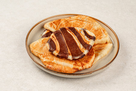 Plate of assorted fresh flat croissants
