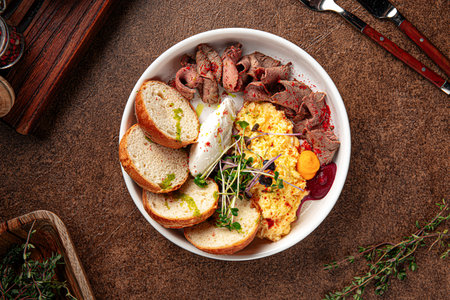 Portion of with scrambled eggsの写真素材