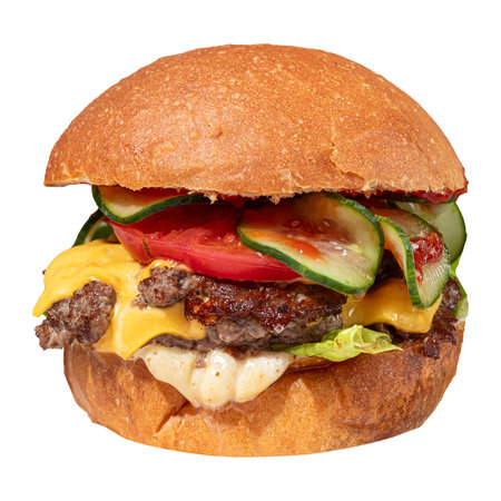Isolated portion of american cheeseburgerの写真素材