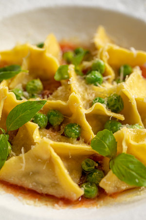 Portion of italian ravioli dumplings dishの写真素材