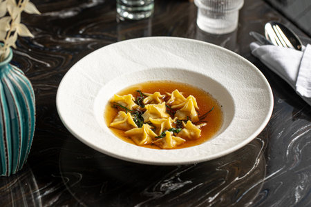 Portion of italian ravioli dumplings dishの写真素材