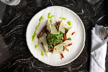 Portion of baked beet saladの写真素材