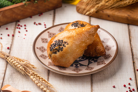 Traditional baked samsa pastry