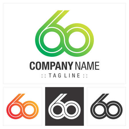 Anniversary (Number 60) Vector Symbol Company Logo. Infinite Symbol (Unlimited) Style Logotype. Number logo icon illustration. Elegant Identity Concept Design Idea Template (Branding).のイラスト素材