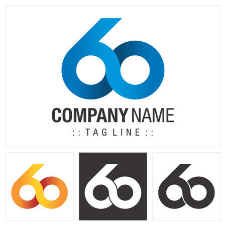 Anniversary (Number 60) Vector Symbol Company Logo. Infinite Symbol (Unlimited) Style Logotype....