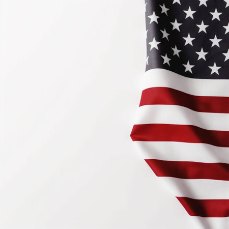 American Flag lying on an empty background card template with text spaceの素材