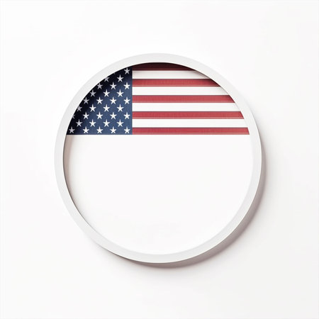 Circle frame american flag banner with empty space for text, independence day, memorial day, veteransの素材