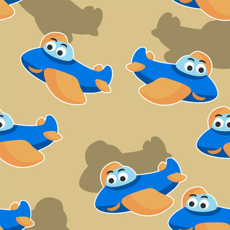 Seamless pattern vector of cute little airplane cartoon hand drawn vector illustration. For fabric textile, nursery, baby clothes, background, textile, wrapping paper and other decoration.のイラスト素材