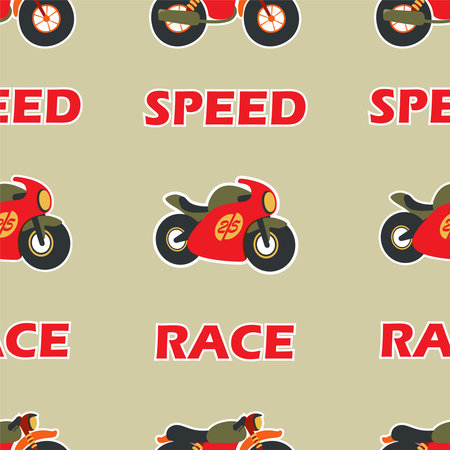 Seamless pattern vector of speed race motorcycle. Creative vector childish background for fabric, textile, nursery wallpaper, card, poster and other decoration.のイラスト素材