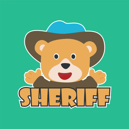 Cute junior sheriff. Cartoon hand drawn vector illustration. Can be used for t-shirt print, kids wear fashion design, fabric, textile, nursery wallpaper, poster and other decoration.のイラスト素材