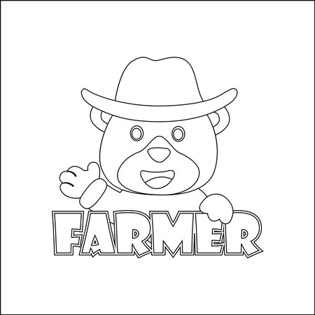 Cute junior farmer. Cartoon hand drawn vector illustration. Cartoon isolated vector illustration, Creative vector Childish design for kids activity colouring book or page.のイラスト素材