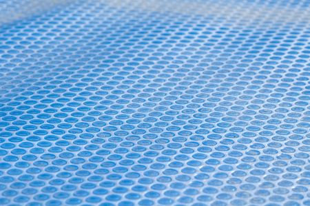 Solar Pool Cover, bubble texture, blueの写真素材