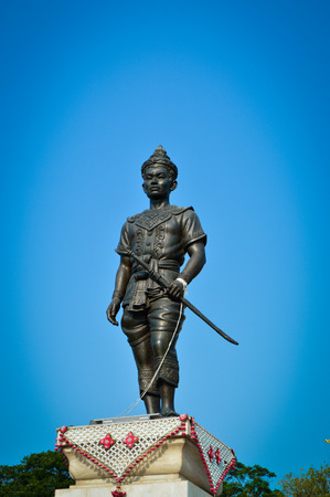 King Mangrai Monument in Chiang Rai with blue skyのeditorial素材