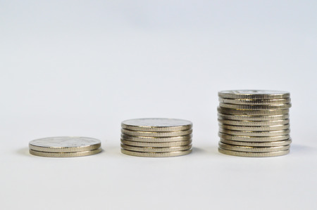 Thai Money: close up of coins isolated on white background