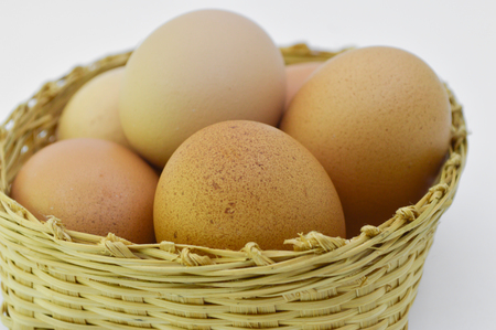 eggs in a traditional basketの写真素材