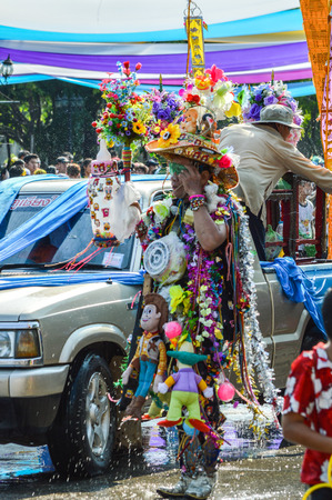 Chiang Rai, Thailand - April 12, 2015 : The Songkran festival parade. Songkran is the holiday known for its water festivalのeditorial素材