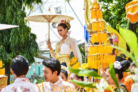 Chiang Rai, Thailand - July 15, 2016 : Candle Festival Parade, the tradition of Buddhism in Thailandのeditorial素材
