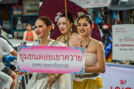 Chiang Rai, Thailand - July 15, 2016 : Candle Festival Parade, the tradition of Buddhismのeditorial素材