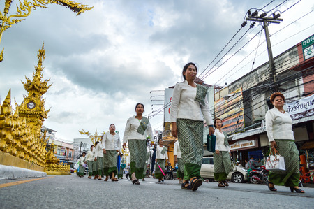 Chiang Rai, Thailand - July 15, 2016 : Candle Festival Parade, the tradition of Buddhismのeditorial素材