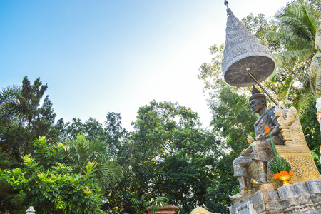 Chiang Rai, Thailand - October 1, 2016: The memorial to King Mengrai and a small chedi reportedly containing the ashes of King Mengraiのeditorial素材