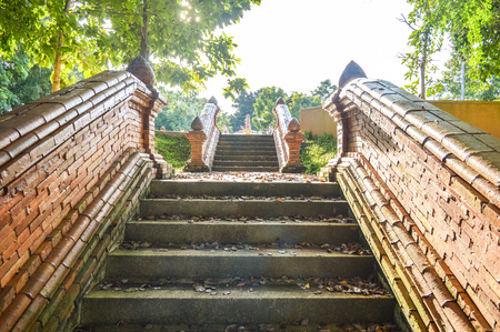 Chiang Rai, Thailand - October 1, 2016: Wat Phra That Doi Chom Thong, stairway to the Omphalos of the cityのeditorial素材