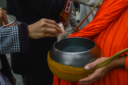 Chiang Rai, Thailand : January 1, 2017. New Year Food Offerings Festival of traditional merit making ceremonyのeditorial素材