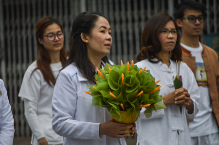 Chiang Rai, Thailand : January 1, 2017. New Year Food Offerings Festival of traditional merit making ceremonyのeditorial素材