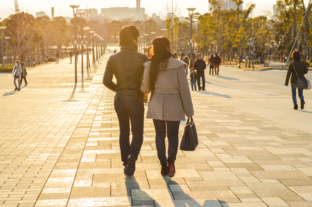 Tokyo, Japan. 13 January 2014. The couples walking in Odaibaのeditorial素材