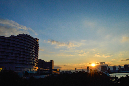 Tokyo, Japan. 13 January 2014.At twilight, the atmosphere in Odaiba shopping mallのeditorial素材