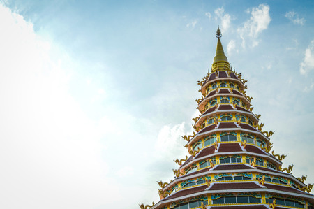 Chiang Rai, Thailand - March 30, 2017: Huai Pla Kung Temple, a traditional Chinese-styled pagoda.のeditorial素材