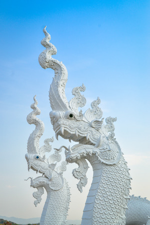 Chiang Rai, Thailand - March 30, 2017: Huai Pla Kung Temple, a traditional Chinese-styled pagoda, Nagasのeditorial素材